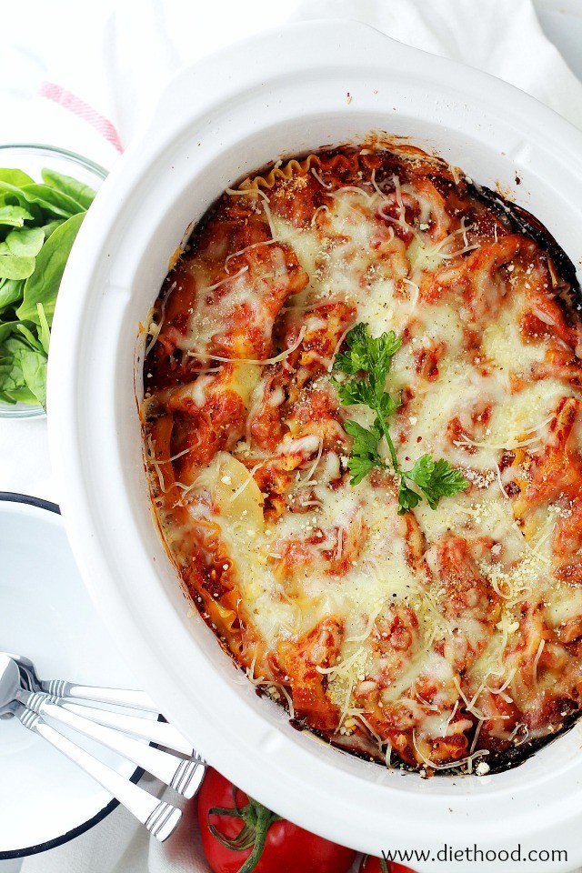 Spinach and Feta Crockpot Lasagna | Slow Cooker Season