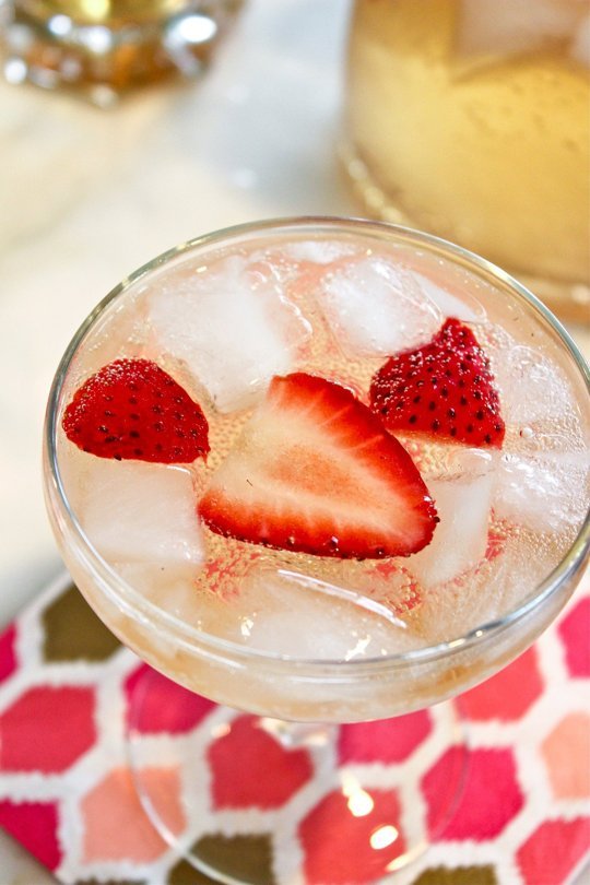 Festive Champagne Cocktails: Elderflower Strawberry Sparkler | Hosting New Year's Eve In Your Apartment