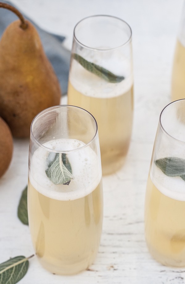 Festive Champagne Cocktails: Pear Ginger Sage Cocktail | Celebrating New Year's Eve In Your Apartment