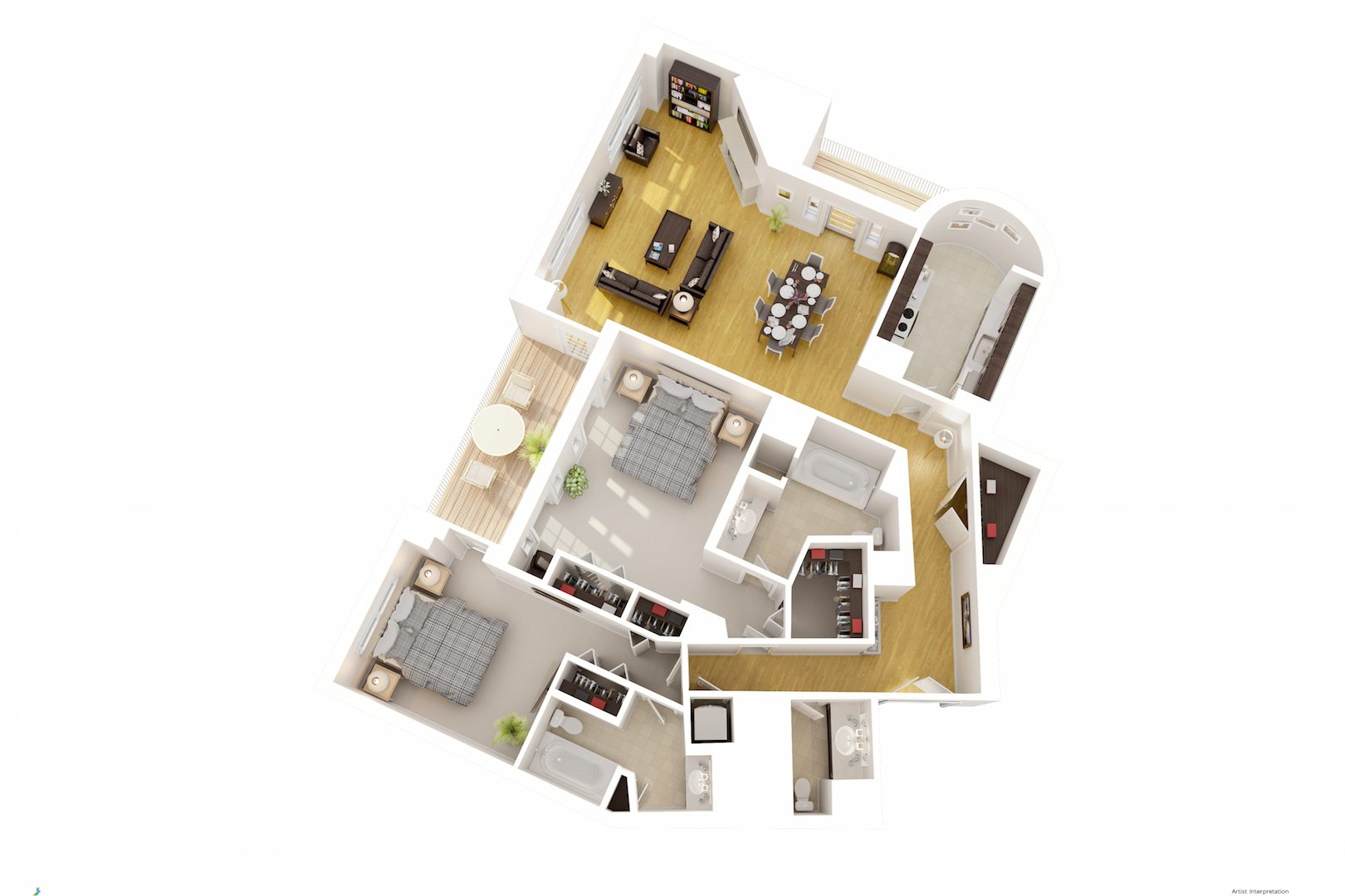 2 Bedroom Floorplan | 2401 Pennsylvania Ave Residences | Luxury Apartments in Washington, DC