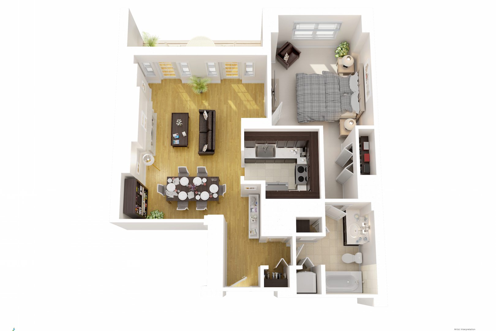 1 Bedroom Floorplan | 2401 Pennsylvania Ave Residences | Luxury Apartments in Washington, DC