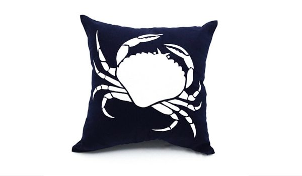 Apartminty Fresh Picks: Coastal Accessories For Your Apartment | Navy Blue Crab Throw Pillow