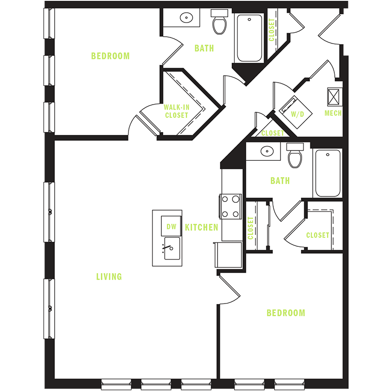 Swift at Petworth Apartments in Washington, DC | 2 Bedroom Floorplan
