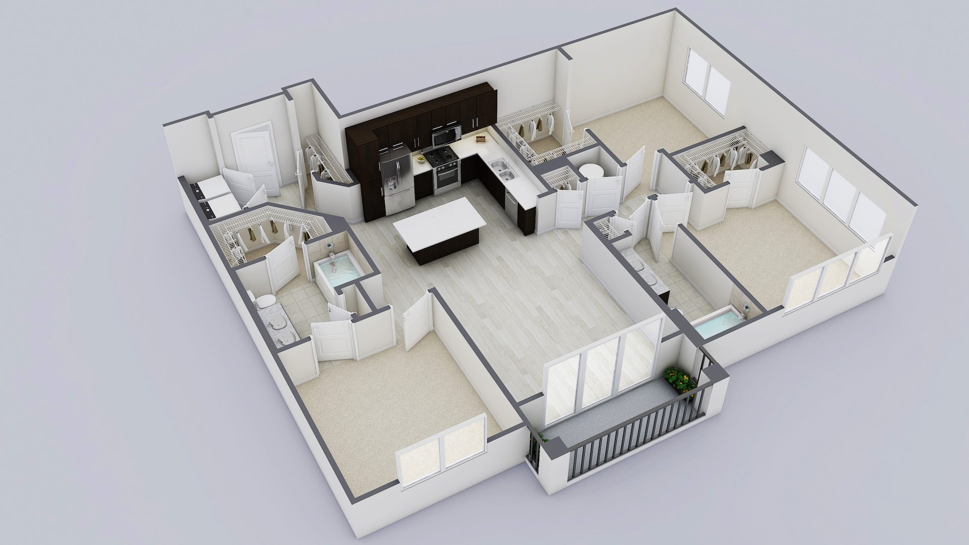 Aria At Millenia Apartments Orlando, FL | Three Bedroom Floorplan