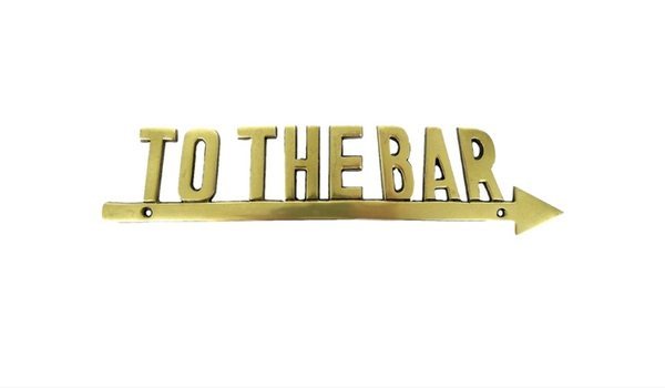 Apartminty Fresh Picks: Brass Accents Apartment Decor | Solid Brass "To The Bar" Plaque