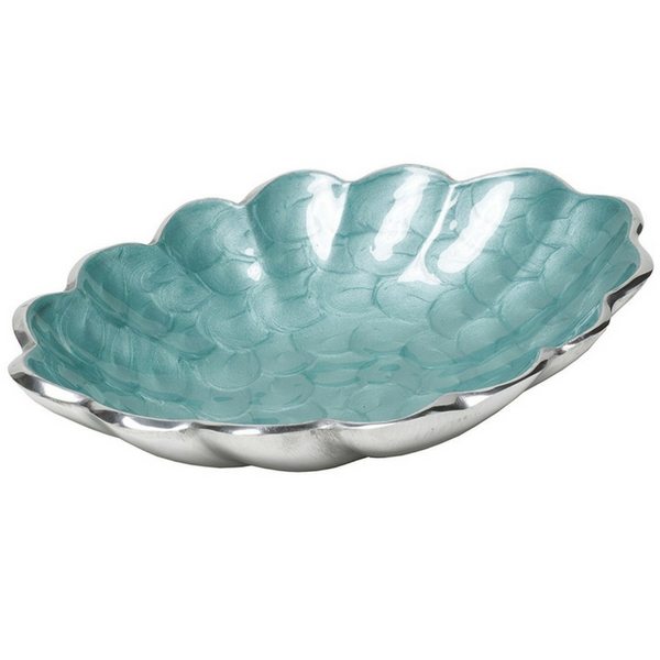 Apartminty Fresh Picks | Trays For Controlling Clutter | Scallop Edged Oval Tray In Aqua