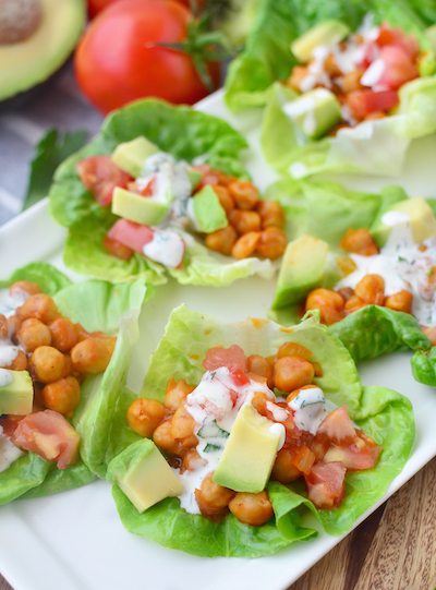 Lightened Up Summer Recipes | Healthy Recipes | Buffalo Chickpea Lettuce Wraps