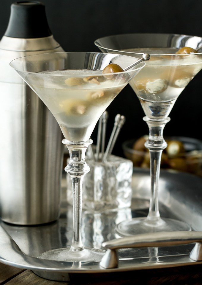 National Martini Day | Gin Martini With Anchovy And Bleu Cheese Stuffed Olives