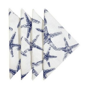 Outdoor Dining Essentials | Picnic Accessories | Starfish Cloth Napkins Blue & White
