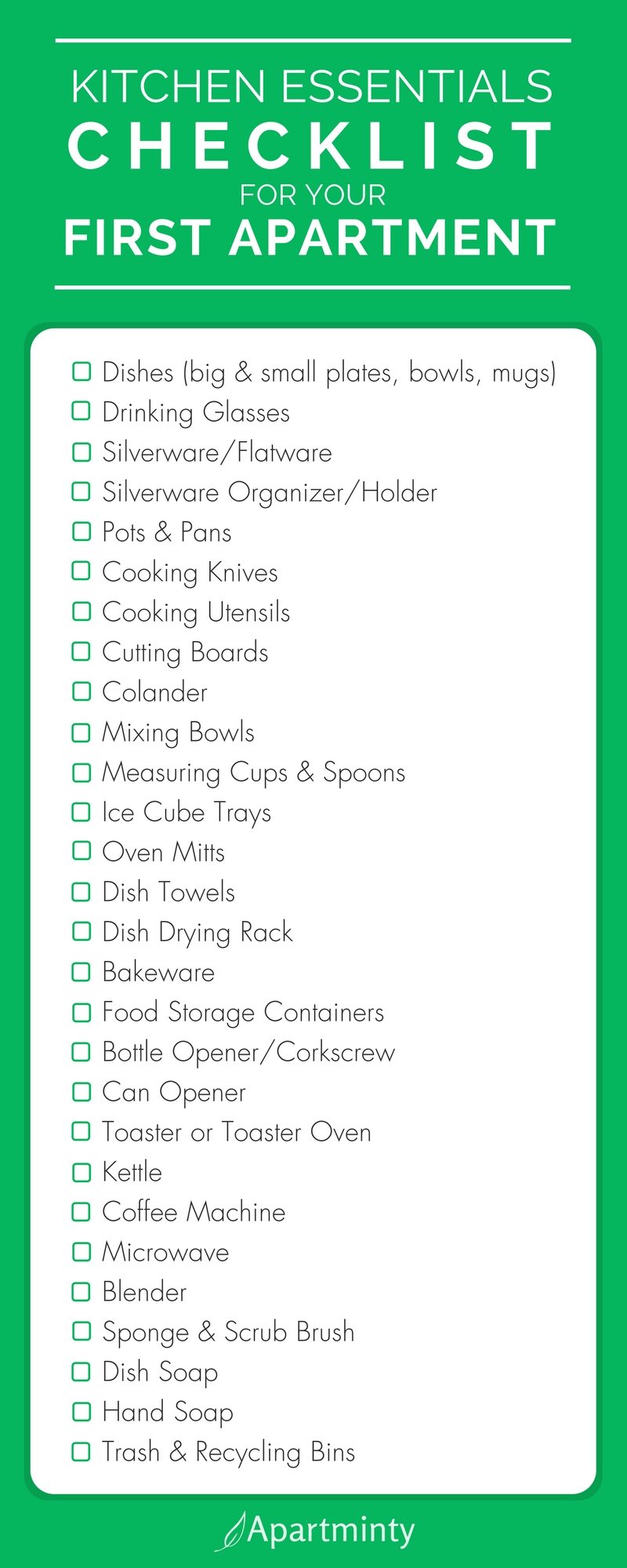 online first apartment checklist