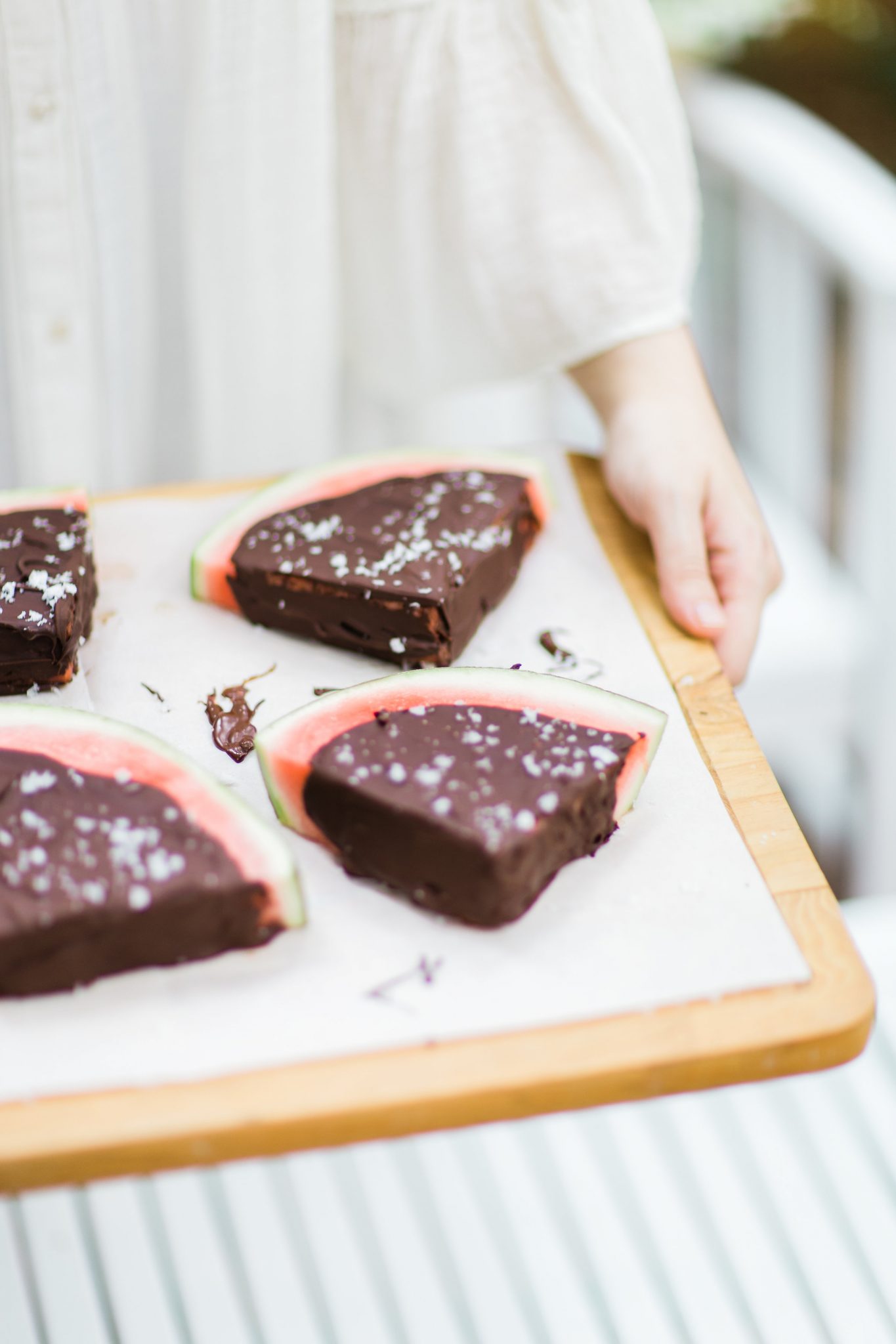 Watermelon Recipes for National Watermelon Day | Salted Dark Chocolate Watermelon Slices