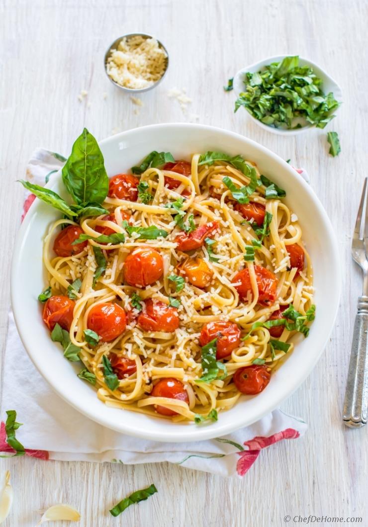 Late Summer Recipes | Pasta With Roasted Garlic & Burst Cherry Tomato Sauce