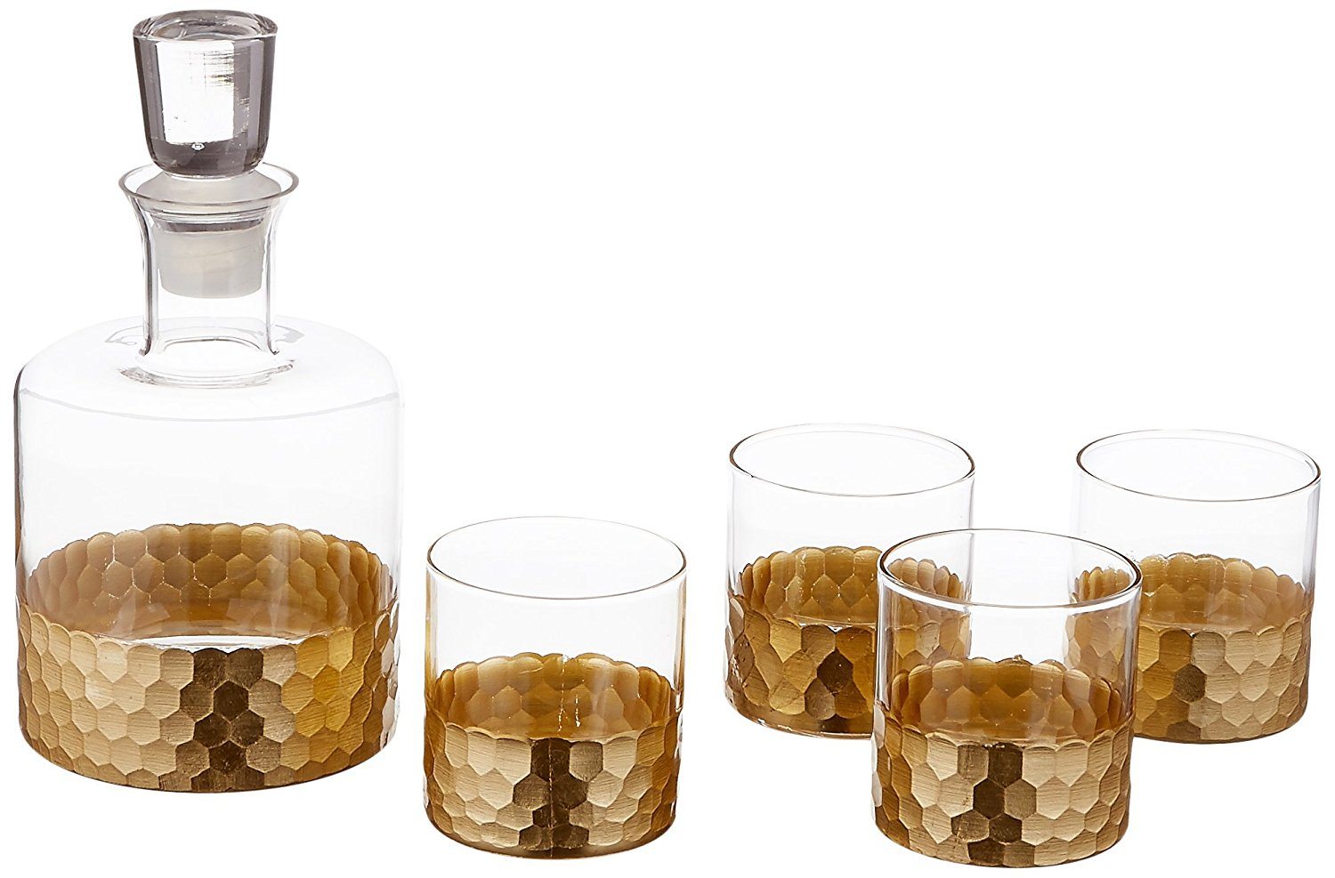 Winter Cocktail Bar Cart Essentials | Gold Whiskey Decanter & Glass Set