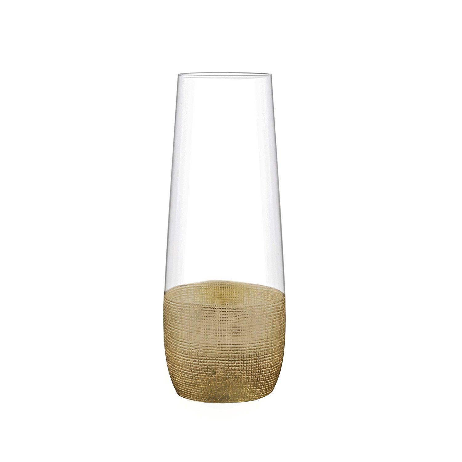 Winter Cocktail Bar Cart Essentials | Gold Linen-Print Stemless Champagne Flutes
