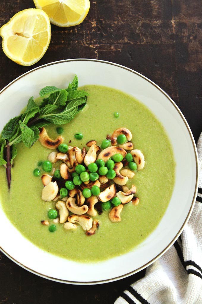 Souping Cleanse Recipes | Chilled Pea Cucumber Cashew Soup With Mint