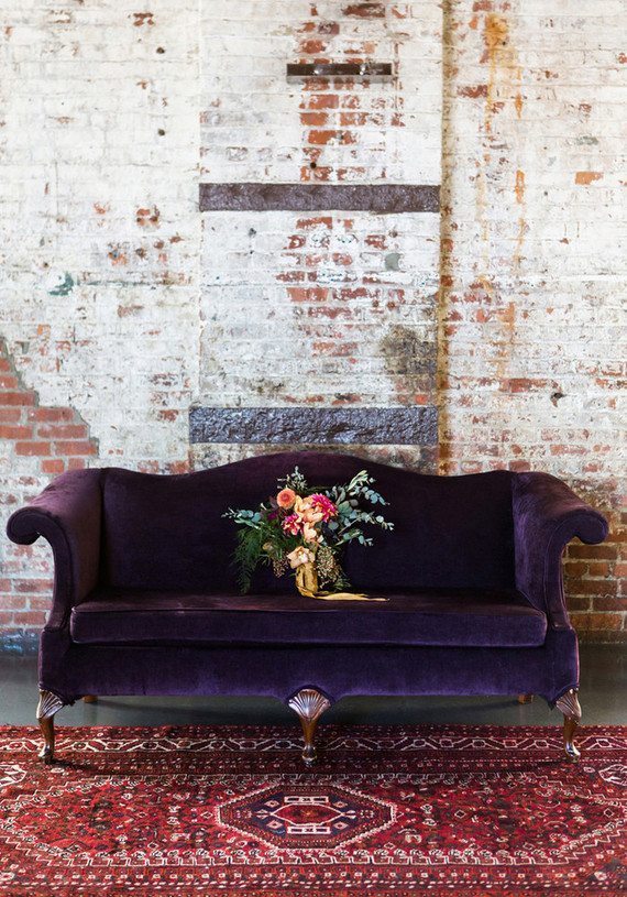 Velvet Decor | Design Inspiration | Dark Purple Velvet Couch 