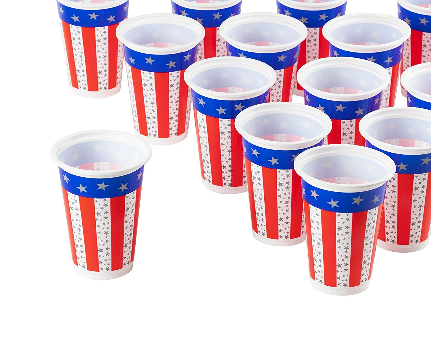 Fourth of July Red, White & Blue Accessories | American Flag Plastic Party Cups