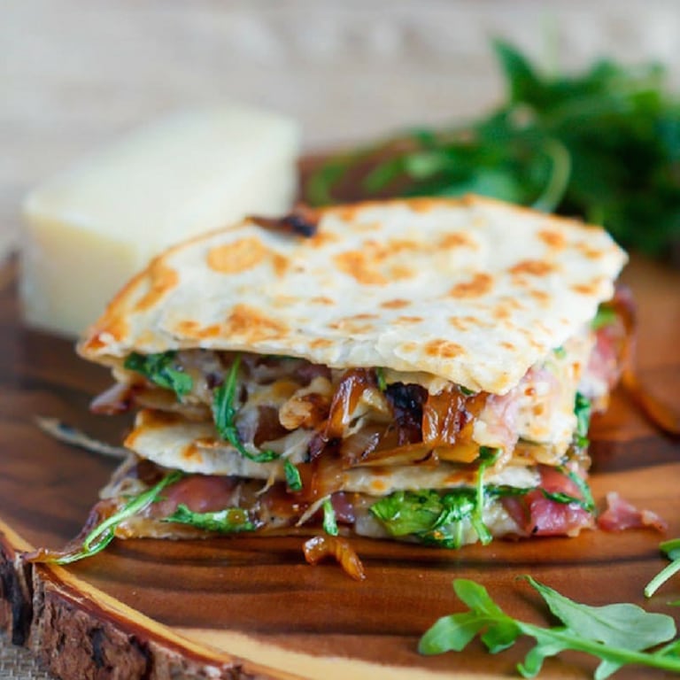 carmelized Onion, Prosciutto and fig quesadilla | Fig Recipes