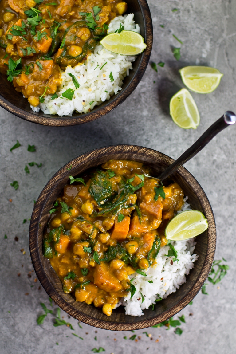 Protein-Packed Vegetarian Recipes | Vegan Sweet Potato, Chickpea & Spinach Coconut Curry