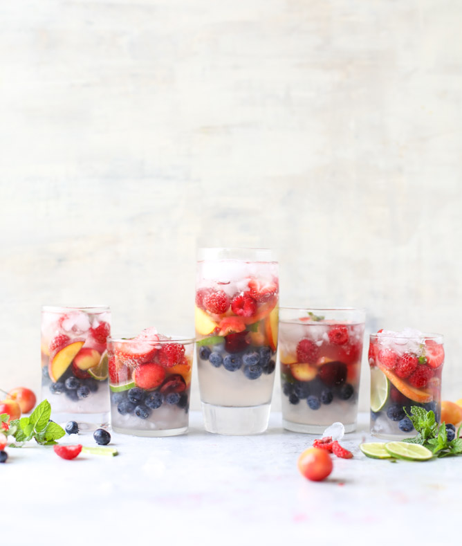 Mocktail Recipes | Rainbow coconut water spritzer